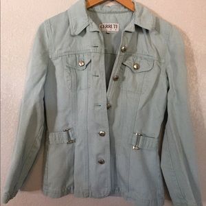 Cerruti Club Light Blue/Teal Jean Jacket Size 6